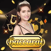 PHLRUBY baccarat live casino session showing dealer handling cards and player betting interface